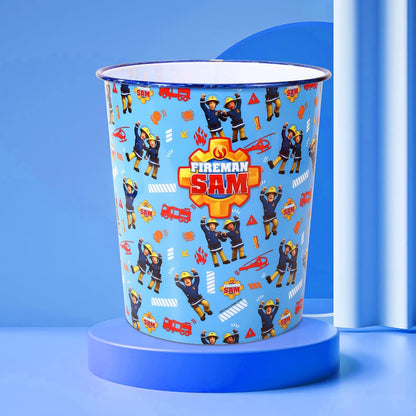 Kids Waste Paper Bin 7L – Fireman Sam Design Plastic Trash Can for Bedroom, Study Desk & Playroom, Lightweight Open Top Dustbin