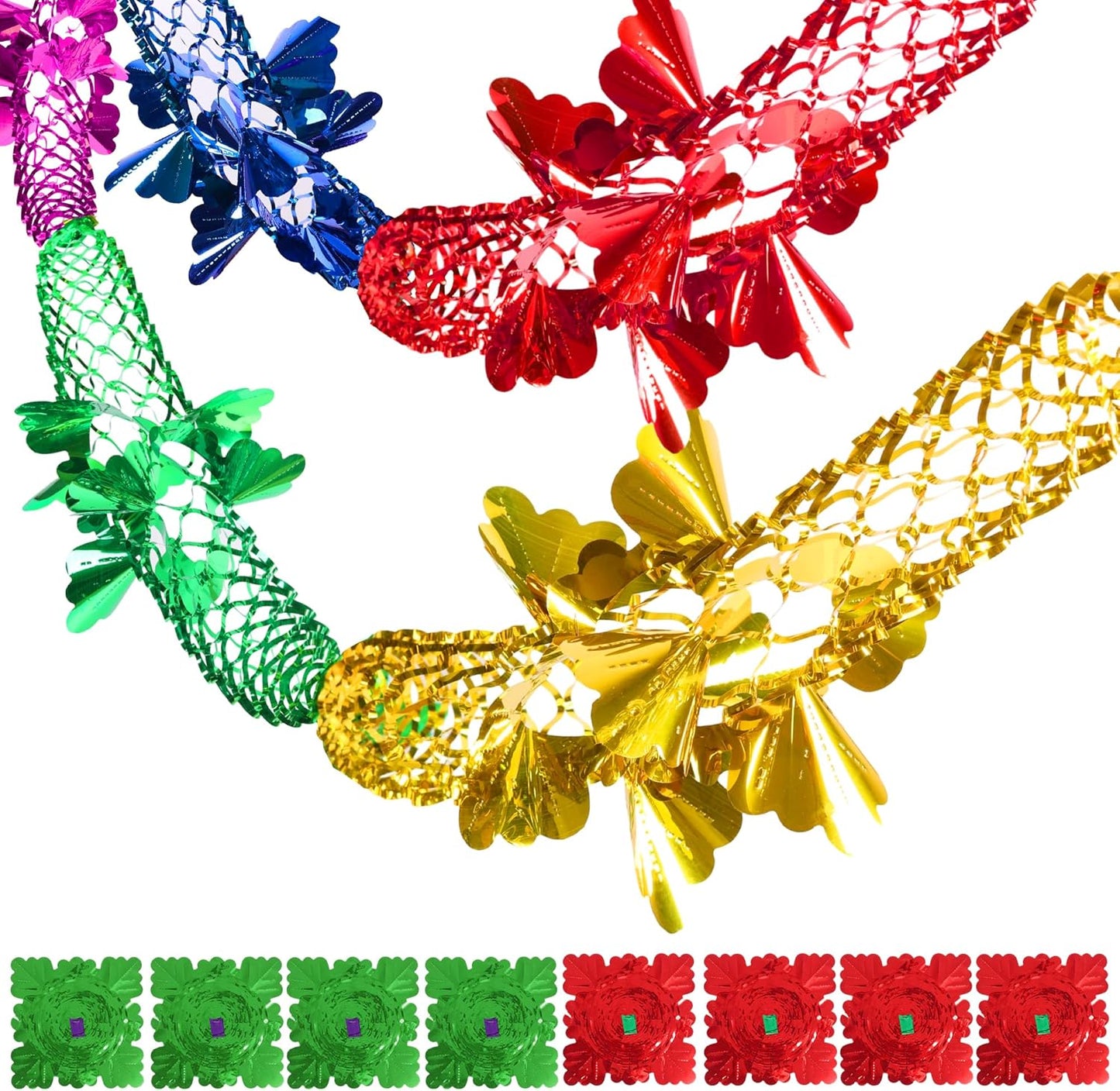 8PCS Christmas Ceiling Decorations – 9.6 Inch Foil Garlands Expandable to 3M, Hanging Xmas & New Year Party Decorations for Home, Office & Holiday Events
