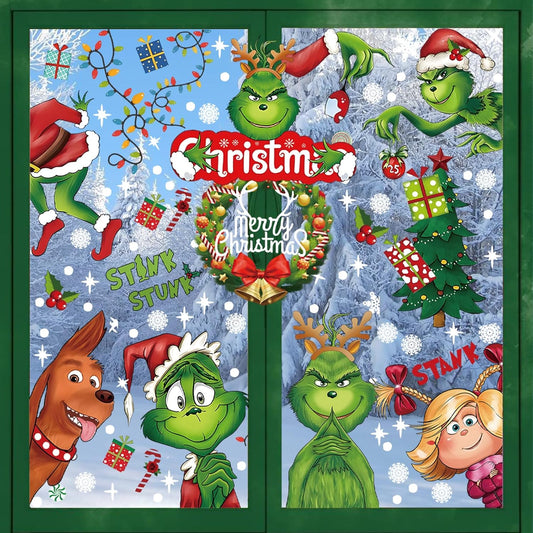 9 Sheets Reusable Christmas Window Stickers – Snowflake & Xmas Tree Window Decals for Glass, Home, Shop & Holiday Party Decorations