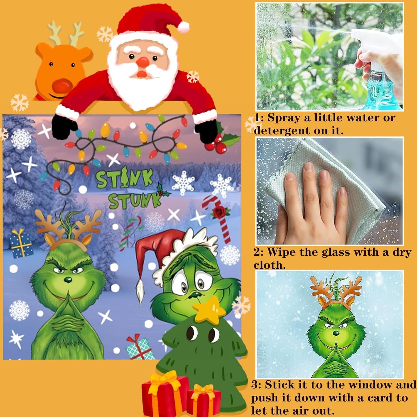 9 Sheets Reusable Christmas Window Stickers – Snowflake & Xmas Tree Window Decals for Glass, Home, Shop & Holiday Party Decorations