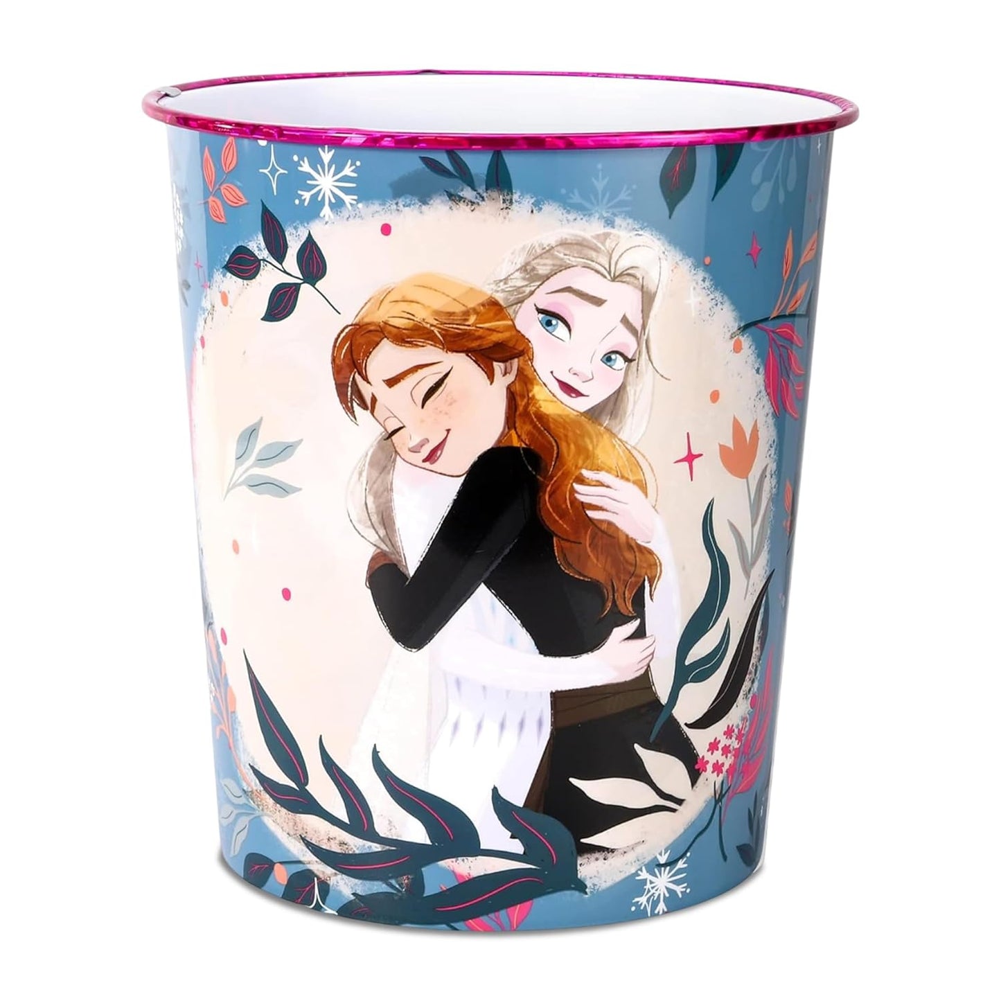 Kids Waste Paper Bin 7L – Frozen Design Plastic Trash Can for Bedroom, Study Desk & Playroom, Lightweight Open Top Dustbin
