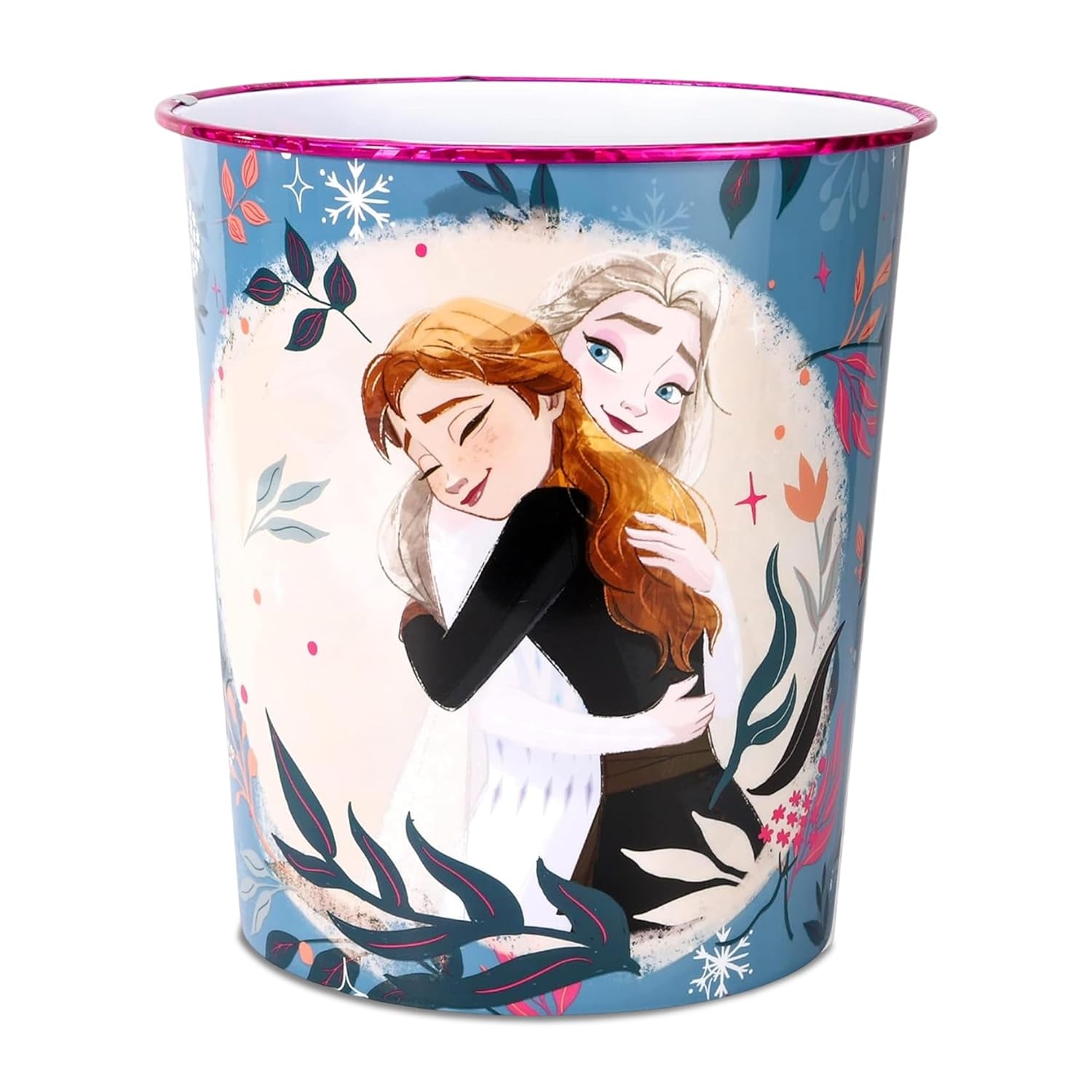 Kids Waste Paper Bin 7L – Frozen Design Plastic Trash Can for Bedroom, Study Desk & Playroom, Lightweight Open Top Dustbin